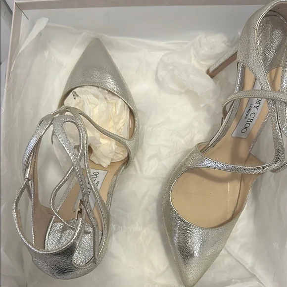 Jimmy Choo Silver Stiletto Heels - Picture 4 of 5